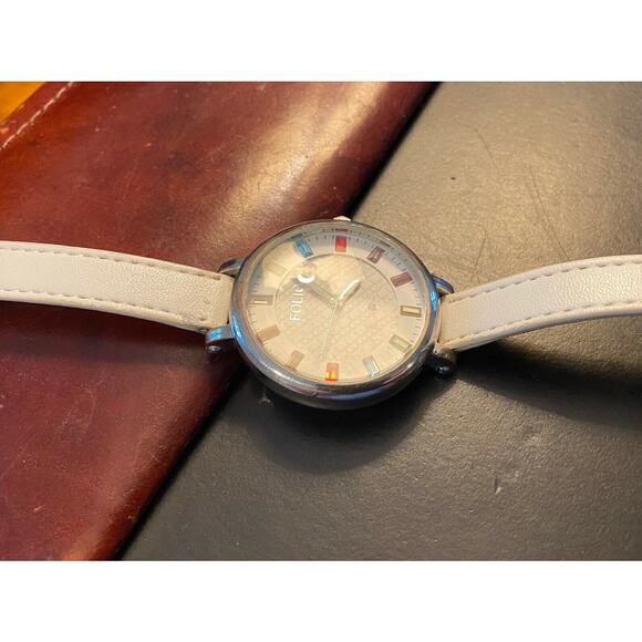 Women's Silver Tone 40mm Folio Watch with Multi Color Crystal Face Marks - Picture 3 of 3